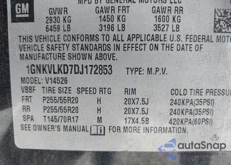 2013 Chevrolet Traverse Ltz from USA, damaged, VIN 1GNKVLKD7DJ172853